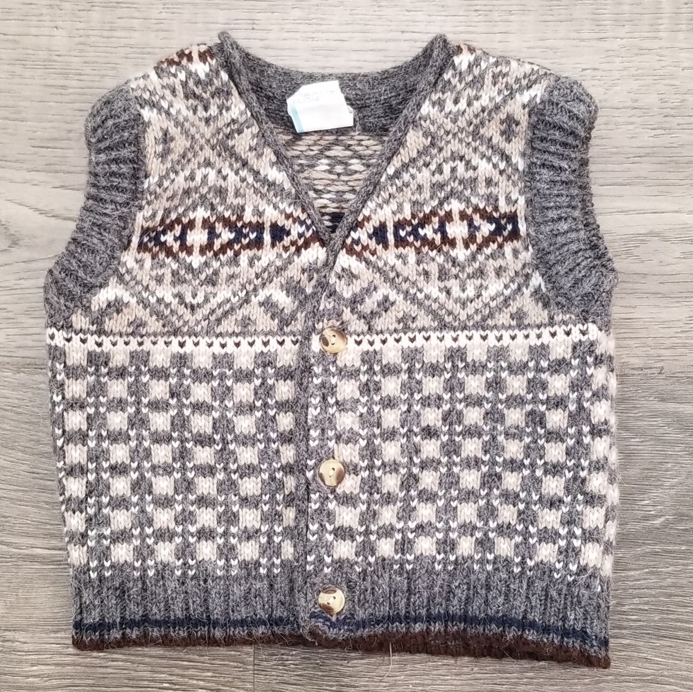 Vintage Baby Boy Knit Grandpa Sweater Vest 6-9 mo